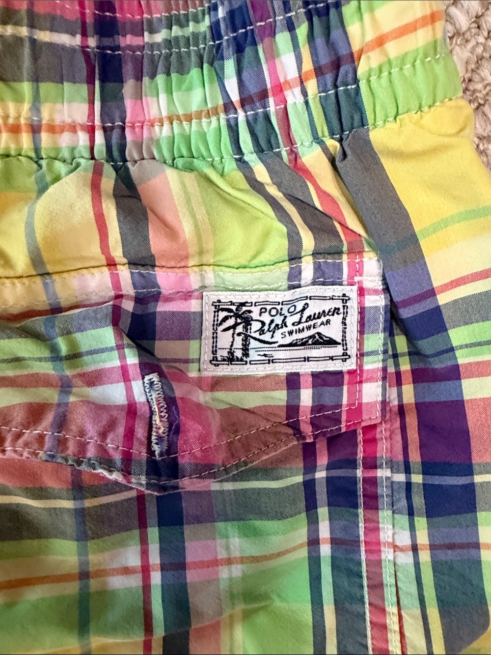 Polo by Ralph Lauren Yellow Multi Plaid Swim Trunks - Picture 2 of 5
